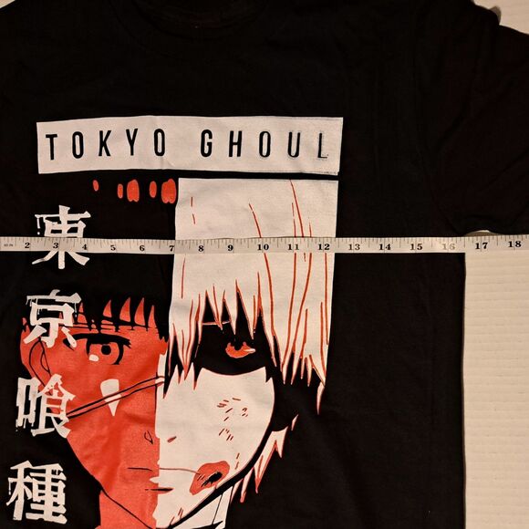 Tokyo Ghoul Kaneki Split Face Anime Graphic Tee T-Shirt Adult X-Small Black XS - Picture 4 of 5